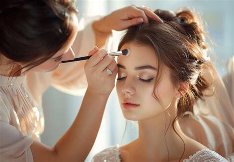 Premium Photo | Photo of makeup artist doing bridal woman elegant makeup