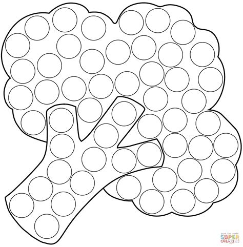 Broccoli Dot Art coloring page | Free Printable Coloring Pages