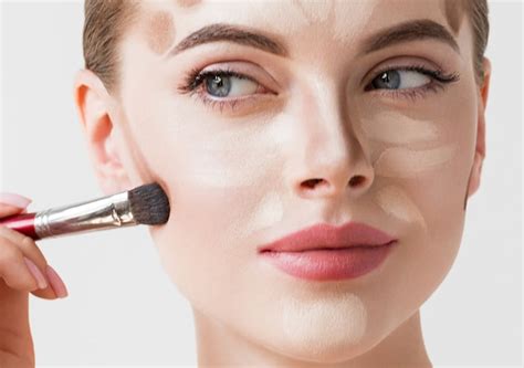 Premium Photo | Closeup woman face. contour highlight makeup sample ...