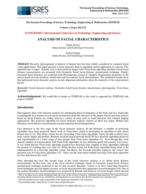 Analysis of Facial Characteristics (#364755) - 380918 | PDF ...