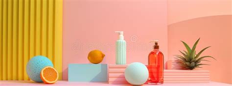 Minimalist Beauty Product Display with Bright Colors and Natural ...