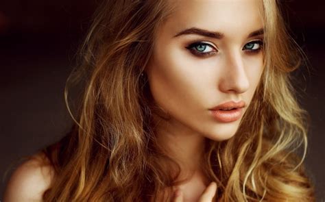 women, green eyes, blonde, looking at viewer, face, HD Wallpaper | Rare ...