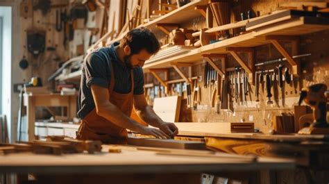 Premium Photo | Artisan crafting wooden furniture aig