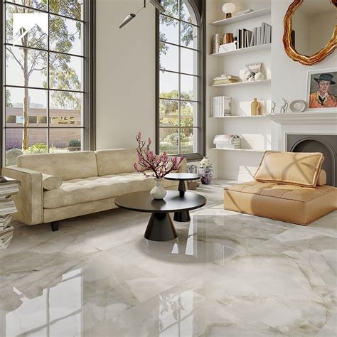 90X180cm Pearl Onyx Glossy Polished Living Room Porcelain Floor Tile ...