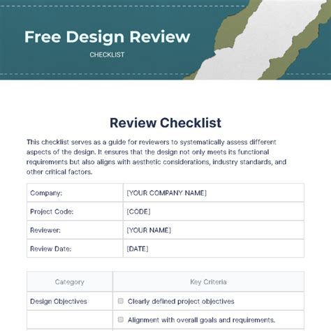 Free Design Review Checklist Template to Edit Online