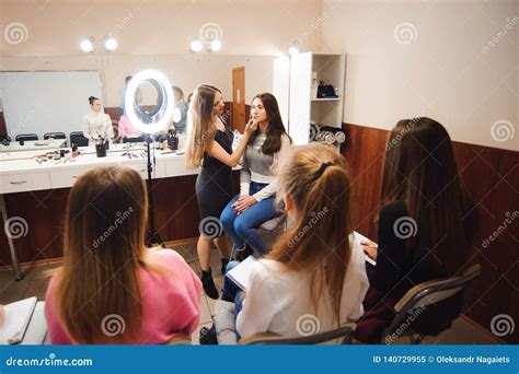 Professional Makeup Teacher Training Her Student Girl To Become Makeup ...