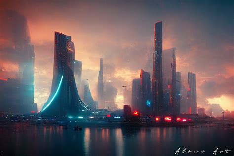 Futuristic Cinematic City Sky Painting Graphic by Alone Art · Creative ...