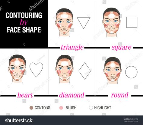 Contouring By Face Shape Set Different Stock Vector (Royalty Free ...