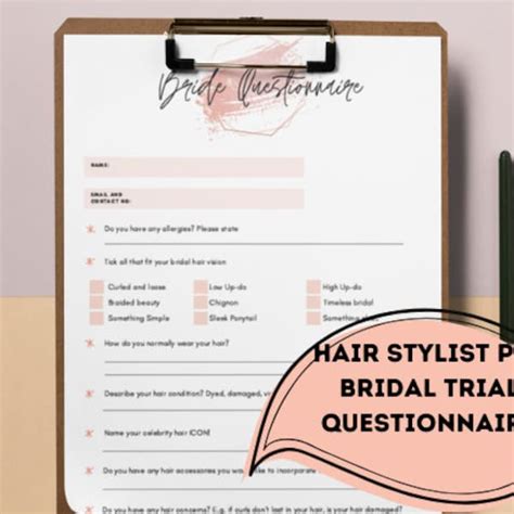 Bridal Trial Form - Etsy