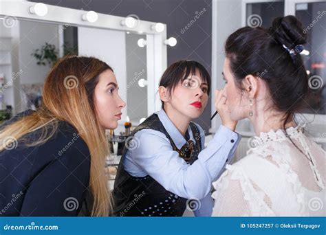 Makeup Tutorial Lesson at Beauty School Stock Image - Image of ...