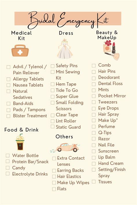 Bridal emergency kit checklist – Artofit