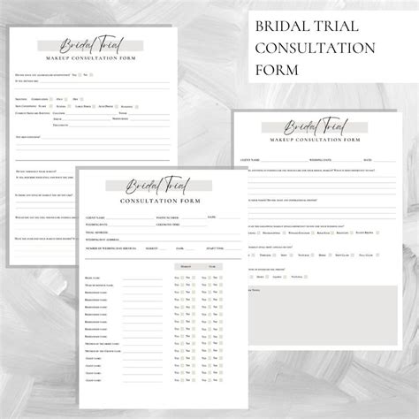Bridal Trial Consultation Form For Makeup Artists - Digital Download ...