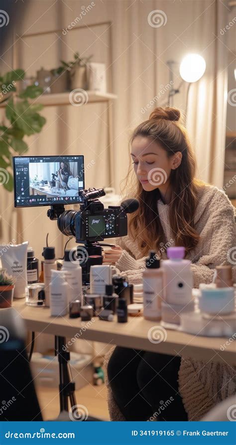 Preparing To Film a Makeup Tutorial: a Beauty Influencer Sets Up Her ...