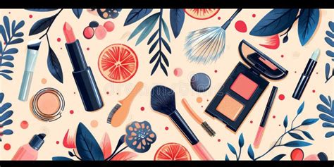 Elegant and Stylish Pattern Layout Featuring Makeup Essentials. Stock ...