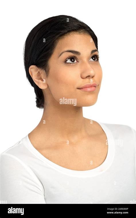 Confident woman with natural makeup isolated on white Stock Photo - Alamy