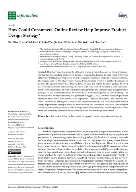 (PDF) How Could Consumers' Online Review Help Improve Product Design ...