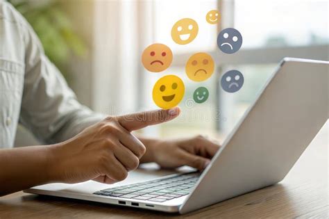 Person Interacting with Customer Feedback on Laptop Stock Illustration ...