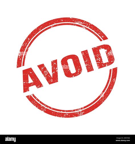AVOID text written on red grungy vintage round stamp Stock Photo - Alamy