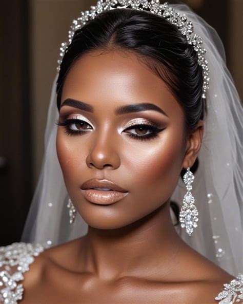 35 Stunning Bridal Makeup Looks for Dark Skin : Sleek Golden Glow Bride ...