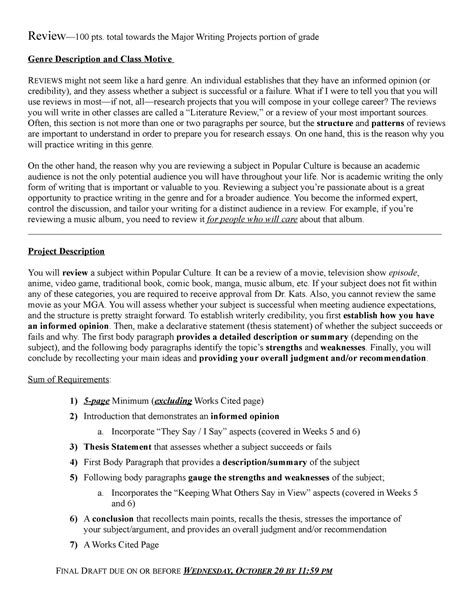 Review Prompt - Practice - Review—100 pts. total towards the Major ...