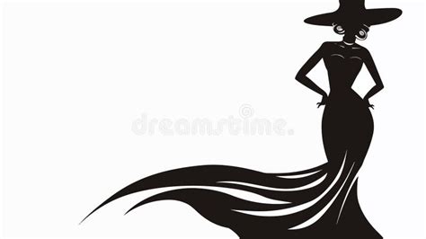 Elegant Silhouette of a Woman in Dress Stock Vector - Illustration of ...