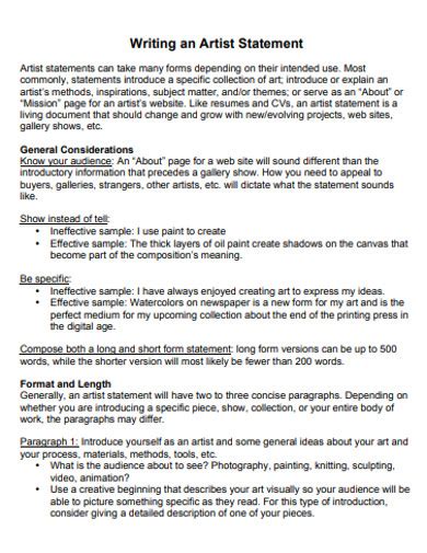 25+ Artist Statement Examples to Download