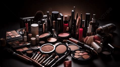 Selection Of Makeup Products On A Dark Background, Cosmetics Makeup ...