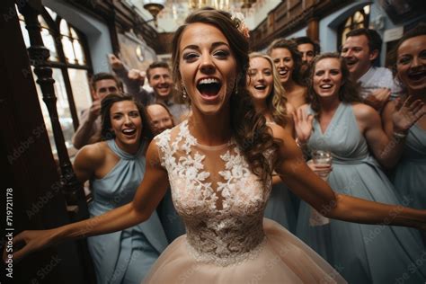 A radiant bride in an ivory haute couture wedding dress smiles ...