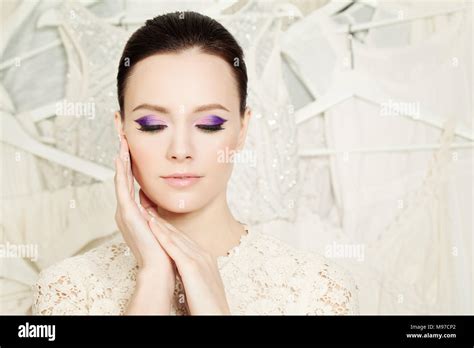 Elegant Woman with Beautiful Makeup Stock Photo - Alamy
