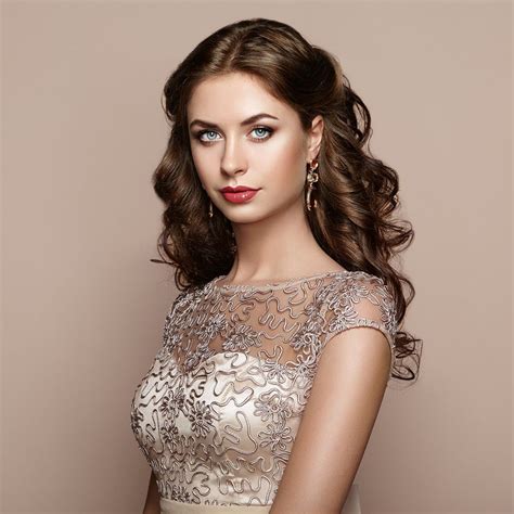 Fashion portrait of beautiful woman in elegant dress by Oleg Gekman on ...