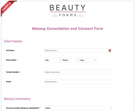Makeup Consultation Form Template | Beauty Forms