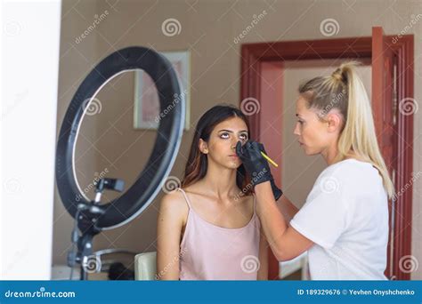 Makeup Woman Artist at Work, Professional in Action, Beauty Salon and ...