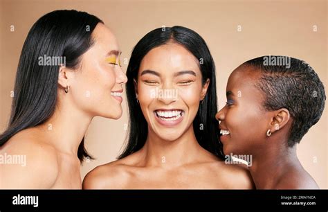 Beauty, diversity and skincare women isolated on studio background for ...