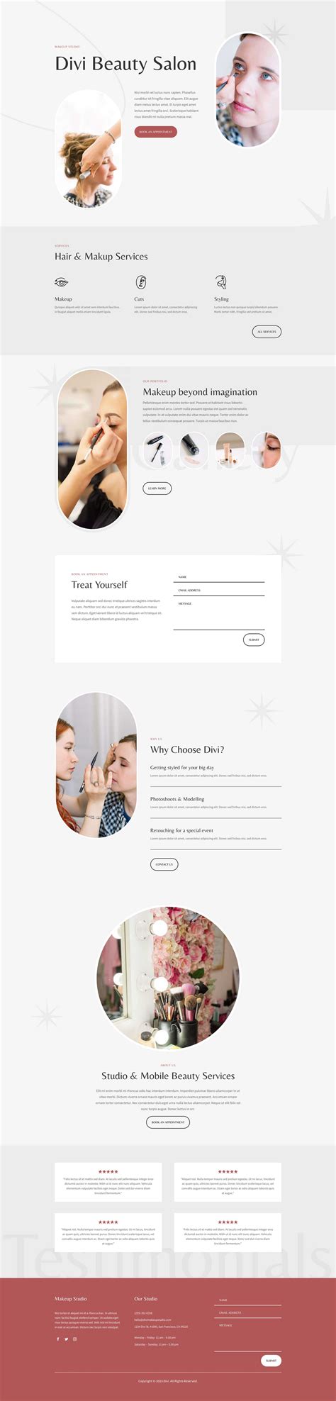 Beauty Salon Landing Page Divi Layout by Elegant Themes