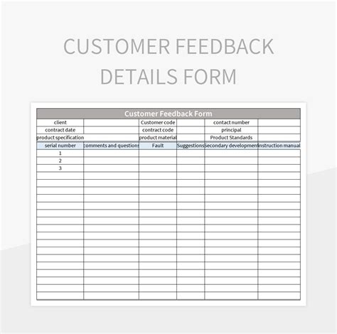 Customer Feedback Details Form Excel Template And Google Sheets File ...