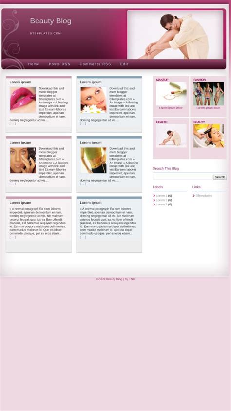 Beauty Blog Blogger Template - BTemplates