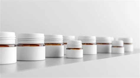 The Minimalist Arrangement of Cosmetic Jars in Various Sizes on White ...