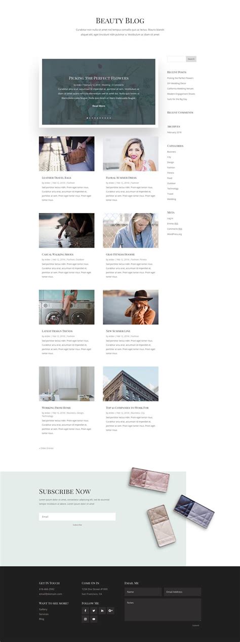 Makeup Artist Blog Page Divi Layout by Elegant Themes