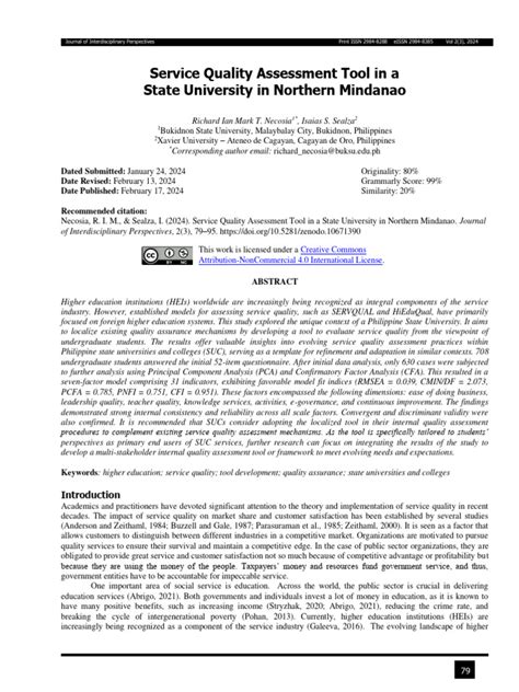 Service Quality Assessment Tool in A State University in Northern ...