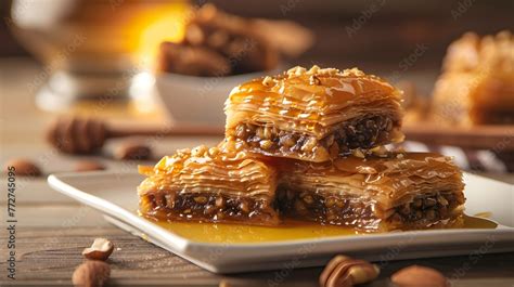 Enjoying a delectable tray of baklava, boasting layers of flaky filo ...