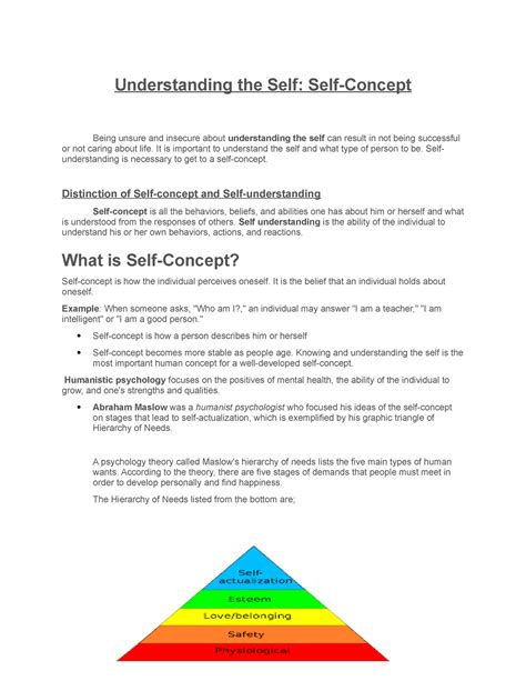 Understanding the Self, Self-concept - Understanding the Self: Self ...