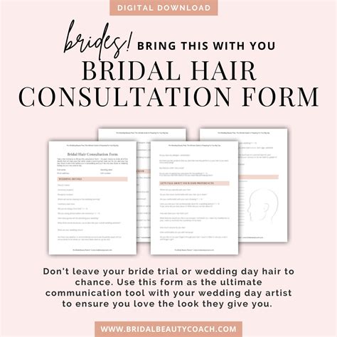 Bridal Hair Consultation Form, Pre-wedding Beauty, Bride Hair Trial ...