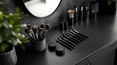 Elegant Makeup Tools on Sleek Vanity | Premium AI-generated image