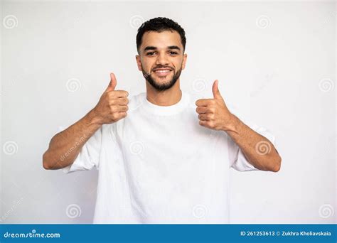 Portrait of Satisfied Young Man with Thumbs Up Stock Image - Image of ...