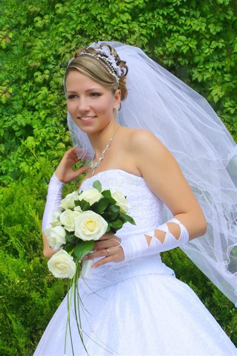Young Beautiful Bride with Veil on Her Wedding Stock Photo - Image of ...