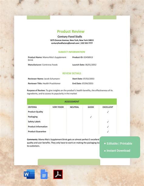 Product Review Template - Google Docs, Word | Template.net