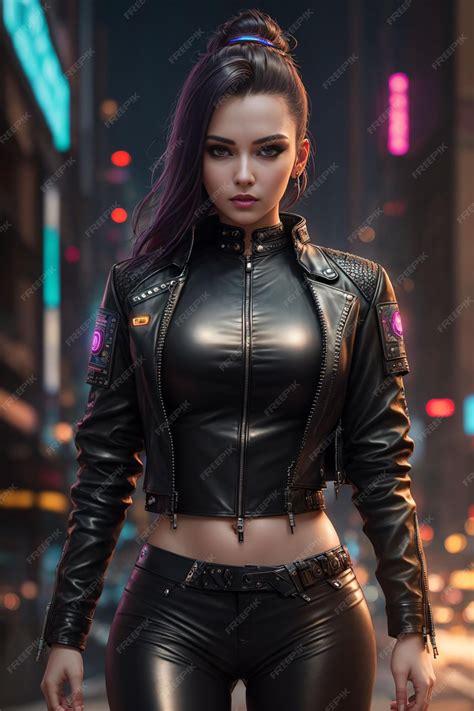 Ai portrait of a beautiful woman with leather dress | Premium AI ...