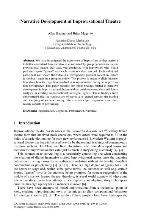 (PDF) Narrative Development in Improvisational Theatre