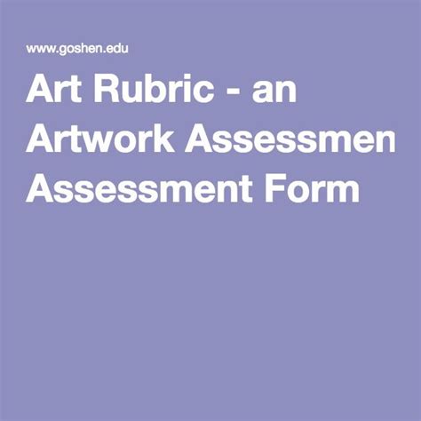 Art Rubric - an Artwork Assessment Form