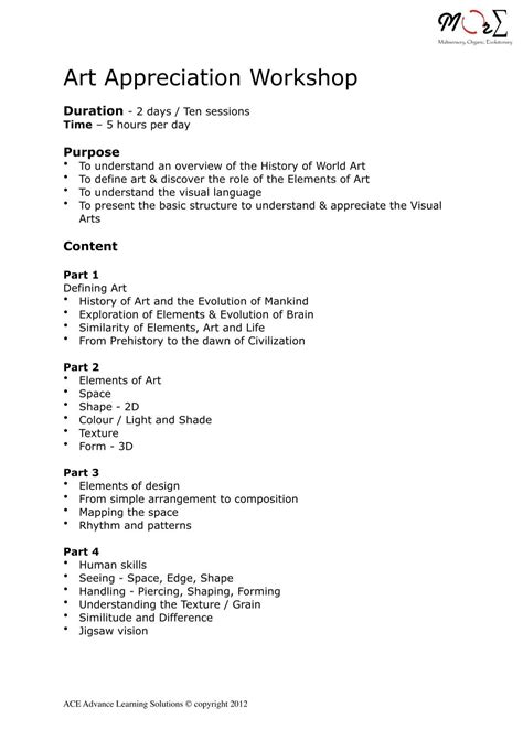 Details of Art Appreciation Workshop